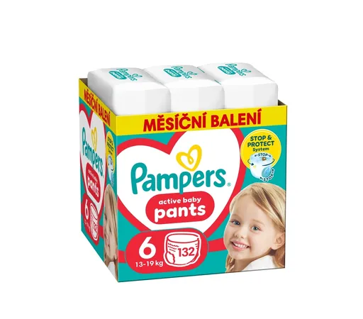 Pampers Pants vel. 6 Monthly Pack 13-19 kg plenkové kalhotky 132 ks
