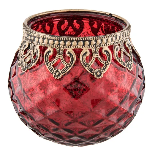 Červený svícen na čajovou svíčku 10*10cm 6GL2219R