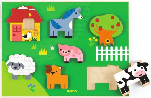 Dřevěné vkládací puzzle Farm Story