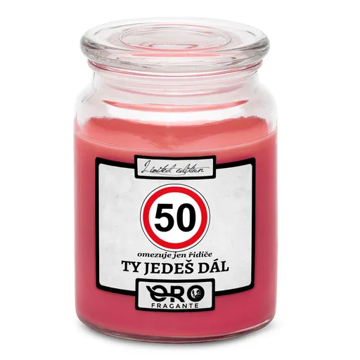 Svíčka Ty jedeš dál – výběr věku (věk: 50, Vůně svíčky: Višně v čokoládě)