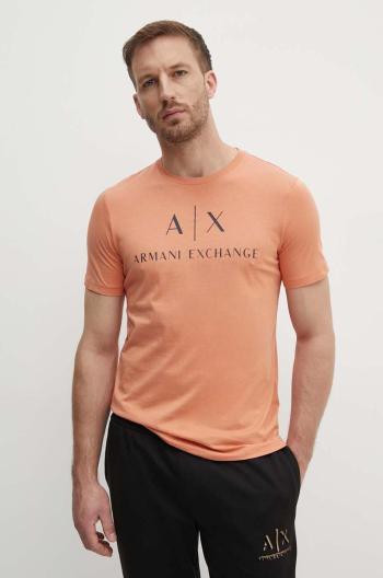 Bavlněné tričko Armani Exchange oranžová barva, s potiskem