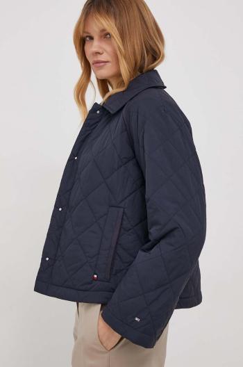 Bunda Tommy Hilfiger dámská, tmavomodrá barva, přechodná, oversize, WW0WW40468