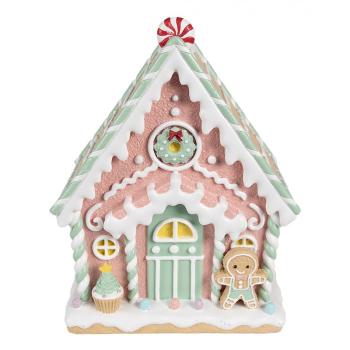 Růžová perníková chaloupka Gingerbread House Pastello - 20*16*25 cm 6PR4263