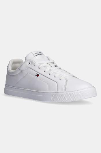 Kožené sneakers boty Tommy Hilfiger ICON COURT LTH FLAG ESS bílá barva, FM0FM05317