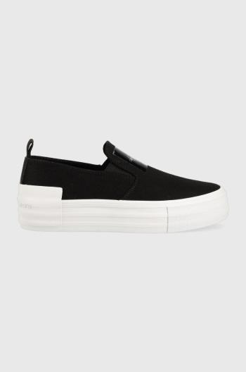 Tenisky Calvin Klein Jeans BOLD VULC FLATF SLIP dámské, černá barva, YW0YW01040