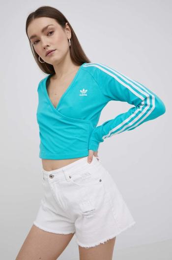 Tričko s dlouhým rukávem adidas Originals Adicolor HE4958 dámské, tyrkysová barva