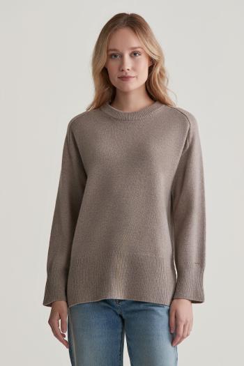 SVETR GANT HERRINGBONE DETAIL C-NECK WARM GREY