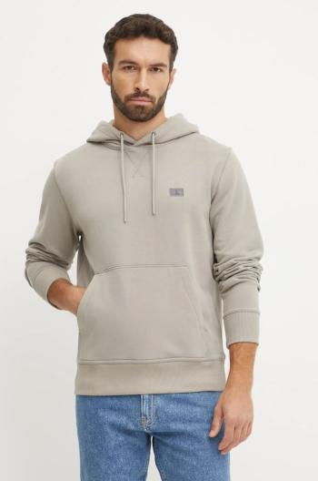 Bavlněná mikina Calvin Klein Jeans pánská, šedá barva, s kapucí, hladká, J30J327113