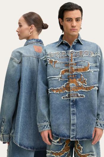 Džínová košile Y/Project EVERGREEN PARIS' BEST PATCH DENIM SHIRT modrá barva, relaxed, s klasickým límcem, 207SI002