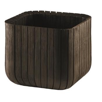 Jardinieră din plastic Keter Cube planter M, maro, 30 x 30 x 30 cm