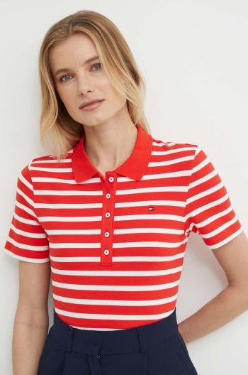 Polo tričko Tommy Hilfiger červená barva, WW0WW39530