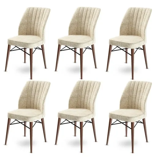 Sada jídelních židlí Flex Cream and Brown, 6 ks