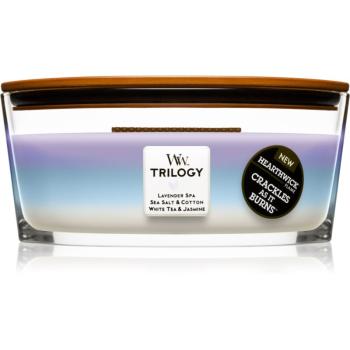 Woodwick Trilogy Calming Retreat vonná svíčka s dřevěným knotem (hearthwick) 453.6 g