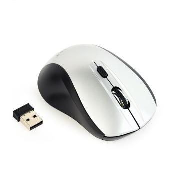 Myš GEMBIRD MUSW-4B-02-BS, černo-stříbrná, bezdrátová, USB nano receiver