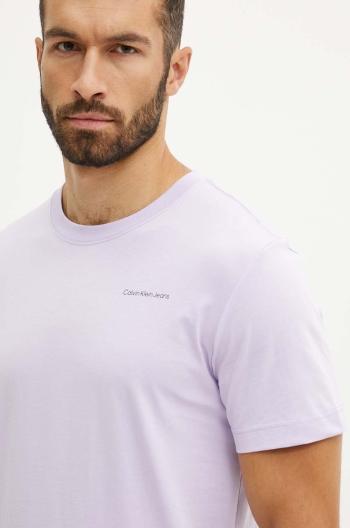 Bavlněné tričko Calvin Klein Jeans fialová barva, s potiskem, J30J325679