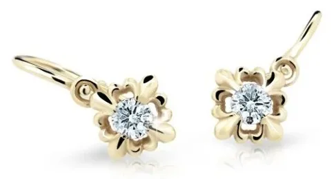 Cutie Diamonds Slušivé zlaté náušnice pro děti s brilianty DC2212-10-00-X-1