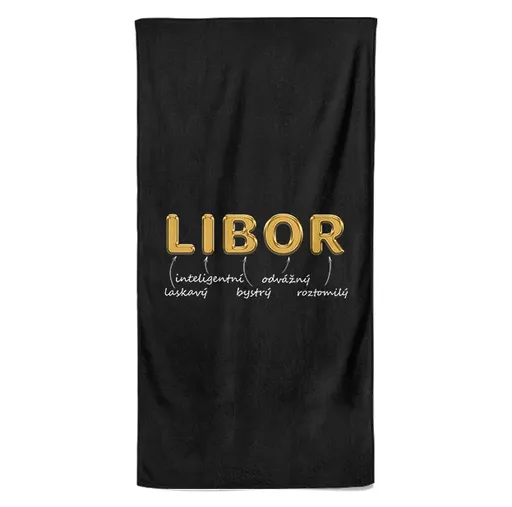 Osuška Mužská jména – GOLD (Jméno: Libor, Velikost osušky: 70x140cm)