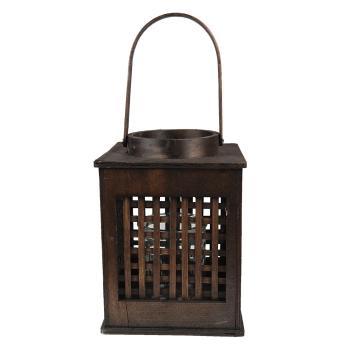 Hnědá dřevěná závěsná lucerna Bamboo - 19*19*25 cm 6RO0580L