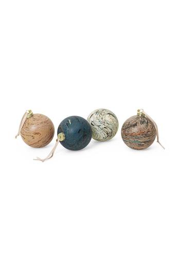 Sada vánočních ozdob ferm LIVING Marble Baubles L 4-pack