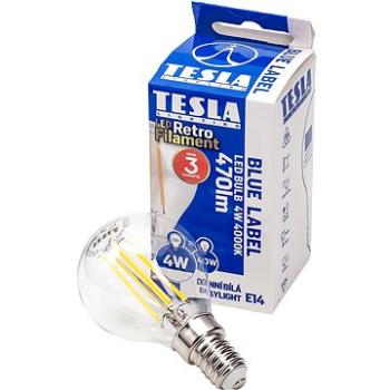 TESLA LED MINIGLOBE FILAMENT RETRO E14, 4W, 470lm, 4000K denní bílá (MG140440-7)