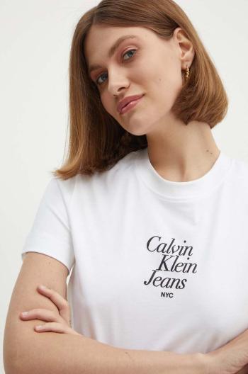 Bavlněné tričko Calvin Klein Jeans bílá barva, J20J224890