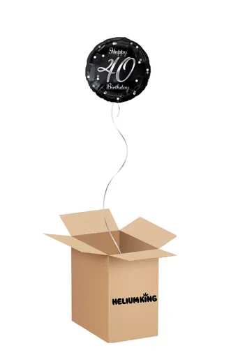 HeliumKing Balónový box - Happy Birthday černo/stříbrný 40
