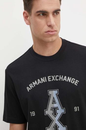 Bavlněné tričko Armani Exchange černá barva, s potiskem, 6DZTLR ZJLFZ