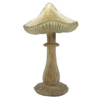 Béžovo-zlatá dekorace houba Mushroom - 11*9*15 cm 6PR4157