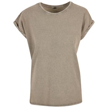 Build Your Brand Ležérní dámské tričko Acid Washed - Tmavá khaki | 2XL