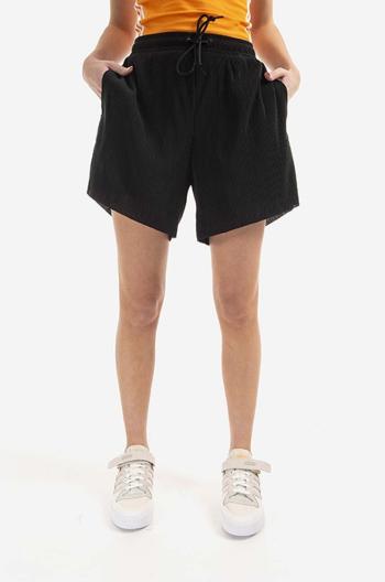 Kraťasy adidas Originals dámské, černá barva, hladké, high waist, HF7543-black