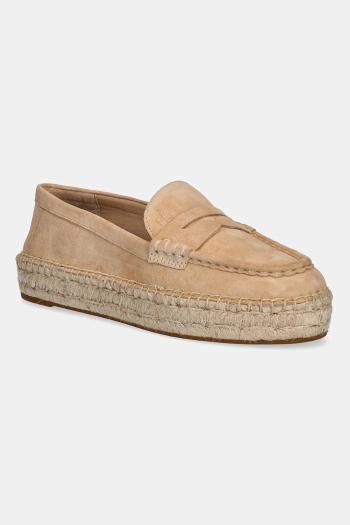 Semišové espadrilky Lauren Ralph Lauren Luize Loafer béžová farba, 802953958007