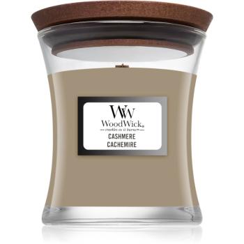 Woodwick Cashmere vonná svíčka s dřevěným knotem 85 g