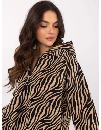 Velbloudí černá mikina se zipem u výstřihu