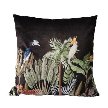 Černý sametový polštář Jungle Cacadu - 45*45*10cm DCKSFJK