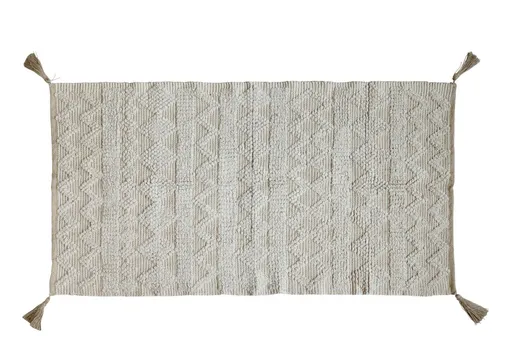 Béžový jutovo-bavlněný koberec se vzorem a střapci Juo - 70*150 cm 16094900