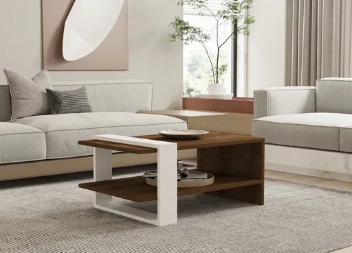 Konferenční stolek Gaye - Walnut, White