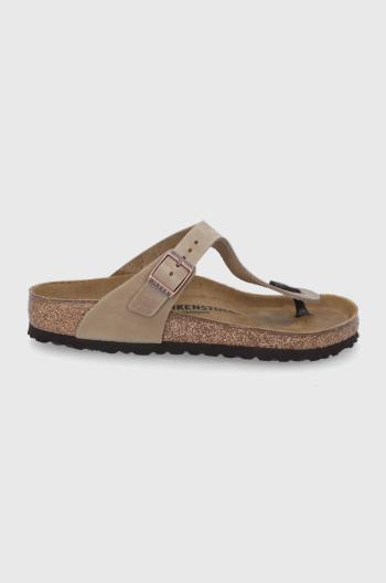 Nubukové žabky Birkenstock Gizeh hnědá barva