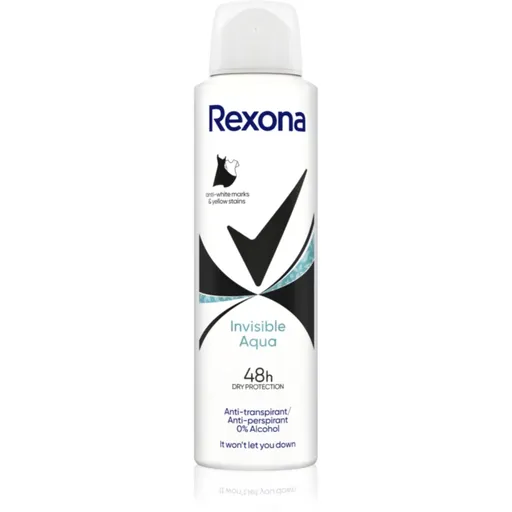 Rexona Invisible Aqua deodorant ve spreji proti bílým a žlutým skvrnám 150 ml