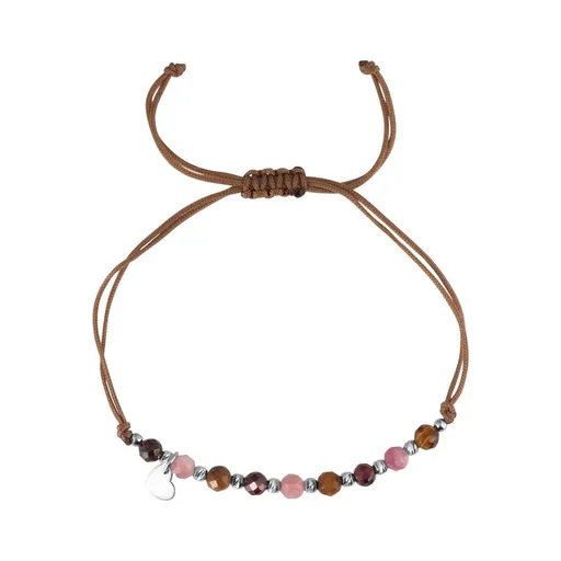 Evolution Group - Pavona Hnědý textilní náramek s granátem, turmalínem a tygřím okem 13059.3