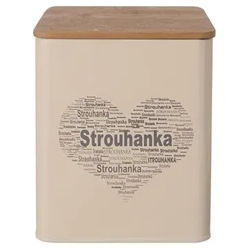 ORION Dóza plech/dřevo 11,5x11,5x14 cm STROUHANKA SRDCE (127515)
