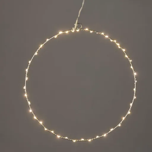 ACA Lighting D50CM stříbrný kruh 65 LED, WW, 220-240V, IP44, 3m transparentní napájecí kabel X066514227