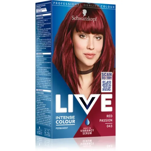 Schwarzkopf LIVE Intense Colour permanentní barva na vlasy odstín 043 Vášnivá červená 1 ks
