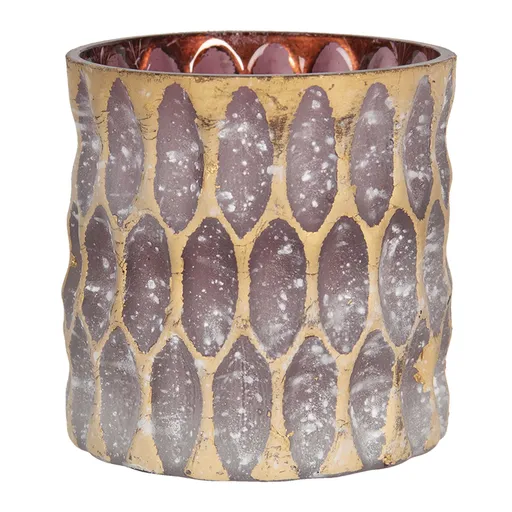 Fialový skleněný svícen se zlatou patinou - Ø 10*10 cm 6GL2915S