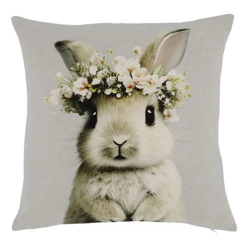 Béžovo-šedý povlak na polštář s králíčkem Rabbi - 45*45 cm Chic Antique