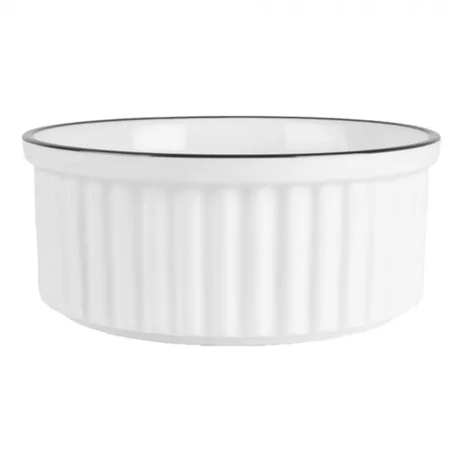 Bílá keramická miska s vroubky a černým okrajem - Ø 16*7 cm / 650 ml 6CEBO0211