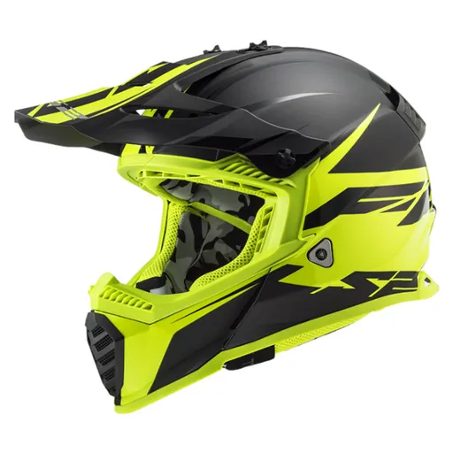Moto přilba LS2 MX437 Fast Evo Roar Matt Black H-V Yellow XXS (51-52)