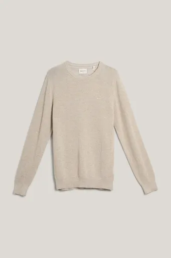 SVETR GANT COTTON PIQUE C-NECK LIGHT BEIGE MELANGE