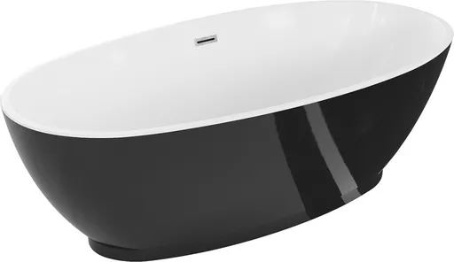 MEXEN/S Bilbao volně stojící vana 180 x 90, bílá/černá, sifon a přepad chrom 51311809075-01