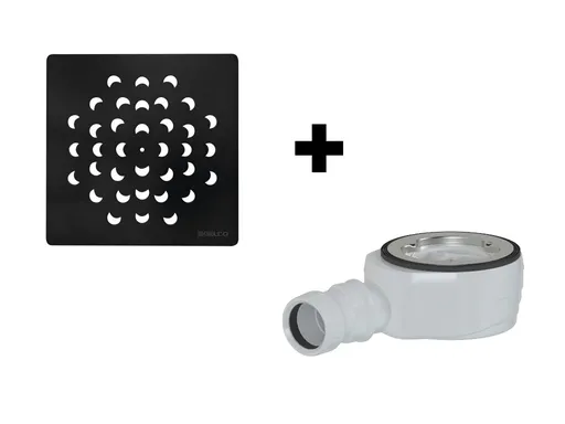 GELCO SET Čtvercová krytka sifonu černá KSM104B + sifon SN90 KSM104B-SN90