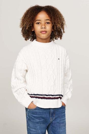 Dětský svetr Tommy Hilfiger bílá barva, hřejivý, KB0KB09257